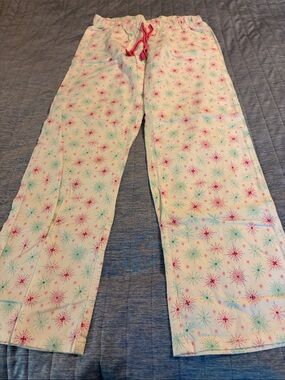 Xhilaration XS White Cotton Sleepwear Pants with Pink and Aqua Starbursts